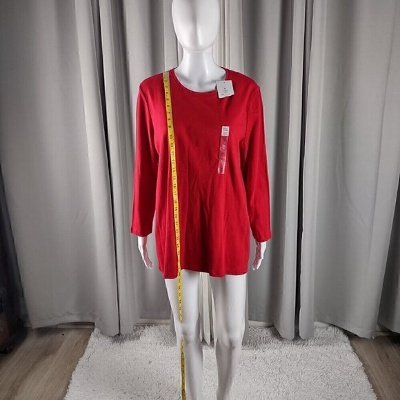 Kim Rogers Perfectly Soft Red Crew Neck 100% Cotton T-Shirt Size XL (NWT) - Picture 5 of 12